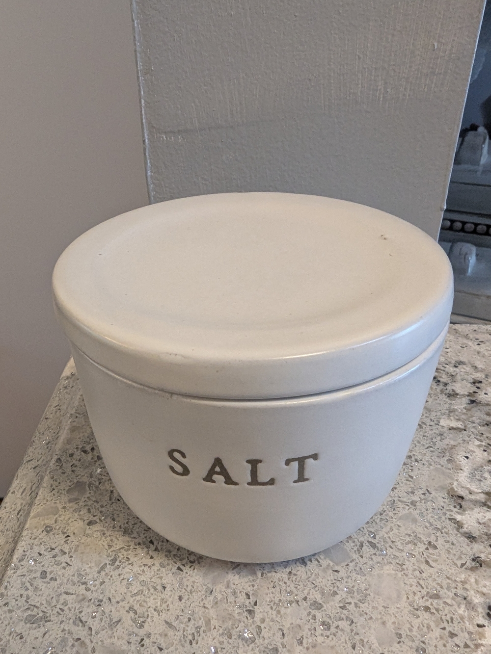 Hearth & Hand with Magnolia Stoneware SALT Cellar Canister w Lid White Farmhouse
